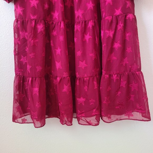 Torrid Chiffon Star Long Sleeve Dress Plus Size 2X Beaujolais Burgundy - Picture 5 of 8